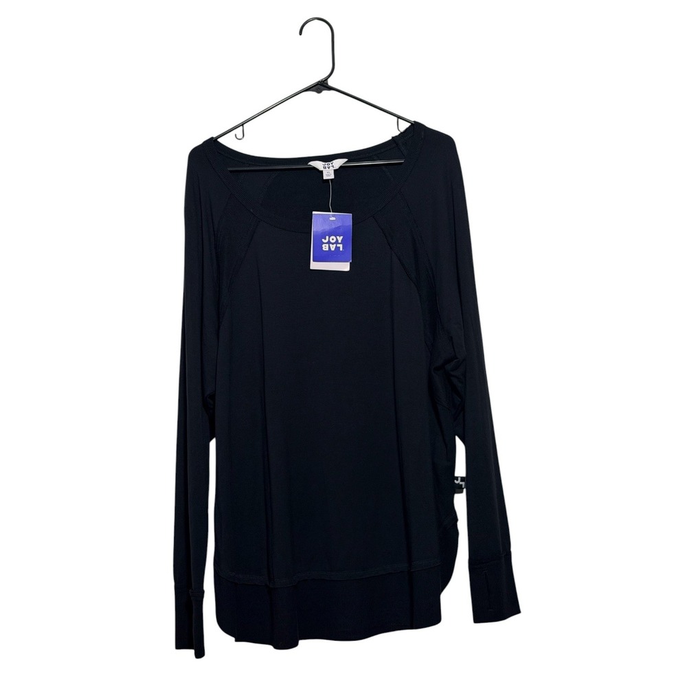 JoyLab Activewear‎ Top Black Long Sleeve Scoop Neck Loungewear Women's XL NWT